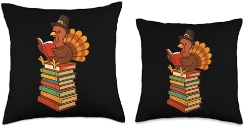 Thanksgiving Turkey for Book Lovers and Cozy Autumn Reading Throw Pillow - Image 3