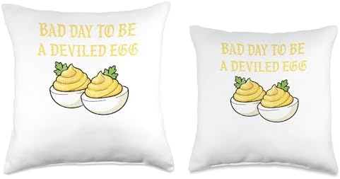 Bad Day to Be a Deviled Egg Retro Funny Thanksgiving Dinner Throw Pillow - Image 3