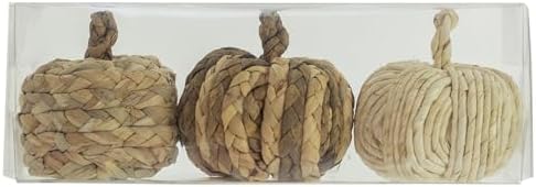 Boston International Mini Pumpkins Thanksgiving Halloween Decorations for Home, Set of 3, Natural Woven - Image 2