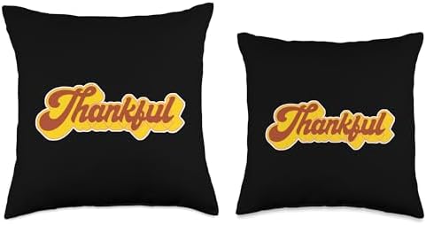 Thankful Thanksgiving Fall Season Autumn Retro Vintage Art Throw Pillow - Image 3