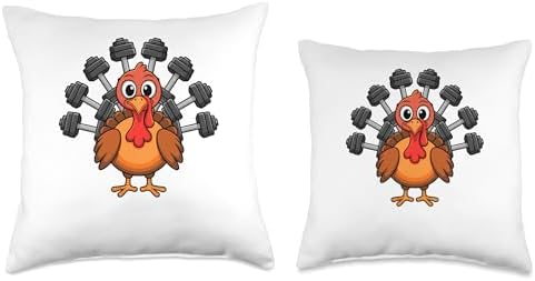 Thanksgiving Turkey Barbell Weights Weightlifting Gym Throw Pillow - Image 3