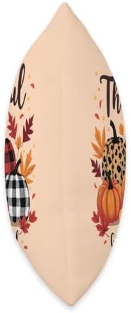 Thanksgiving Thankful Grateful Blessed leopard plaid Pumpkin Throw Pillow - Image 2