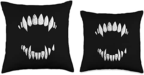 Vampire Fangs Teeth Halloween Monster Teeth Costume Throw Pillow