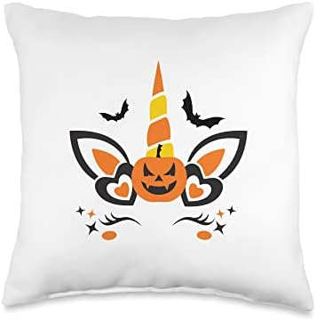 Funny Halloween Thanksgiving Pumpkin Unicorn Girls Costume Throw Pillow by Unknown