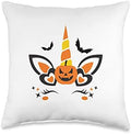 Funny Halloween Thanksgiving Pumpkin Unicorn Girls Costume Throw Pillow by Unknown