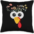 Thanksgiving Turkey Face Matching Family Costume Floral Kids Throw Pillow by Unknown