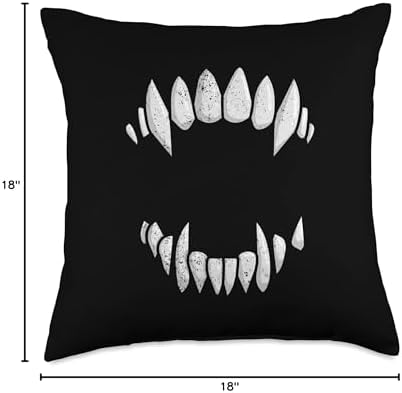 Vampire Fangs Teeth Halloween Monster Teeth Costume Throw Pillow