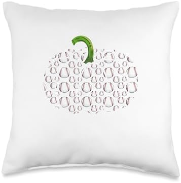 Baseball Equipment Player Halloween Thanksgiving Pumpkin Throw Pillow by Unknown