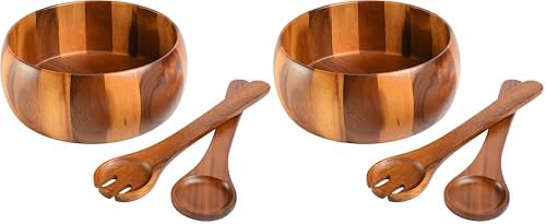 Gibson Home Laurel Acacia Wood Salad Bowl Set, 3 - Piece, Acacia Wood (Pack of 2) by GibsonHomewares