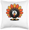 Thanksgiving Turkey Billiard Pool Player Billiards Throw Pillow by Unknown