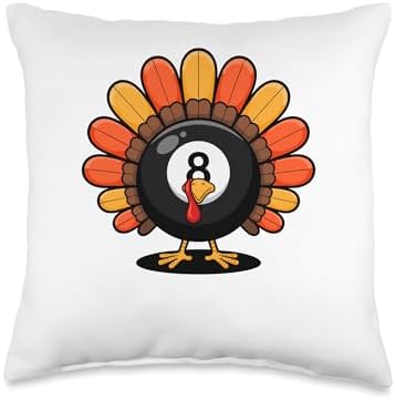 Thanksgiving Turkey Billiard Pool Player Billiards Throw Pillow by Unknown