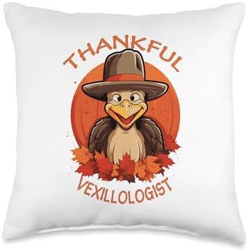 VEXILLOLOGIST Gifts Vexillologist Funny Thanksgiving Turkey & Fall Throw Pillow, 16x16, Multicolor by Unknown