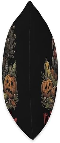 Horror Thanksgiving Turkey with Creepy Pumpkins Throw Pillow - Image 2