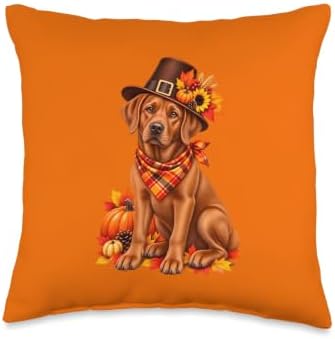 Fox Red Lab Thanksgiving Fall Labrador Dog Throw Pillow by Unknown