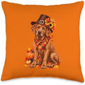Fox Red Lab Thanksgiving Fall Labrador Dog Throw Pillow by Unknown