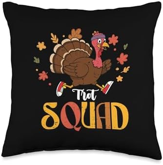Thanksgiving Running Turkey Trot Squad Fall Women Men Kids Throw Pillow by Unknown