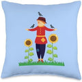 Spot & Tiger Thanksgiving Fall Scarecrow Sunflowers Crows Autumn Thanksgiving Cute Throw Pillow, 16x16, Multicolor by Unknown
