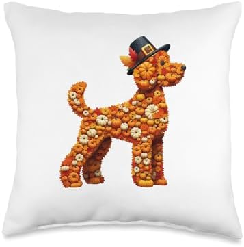 Fall Leaves Pumpkins Sproodle Cute Shape Thanksgiving Owner Throw Pillow by Unknown