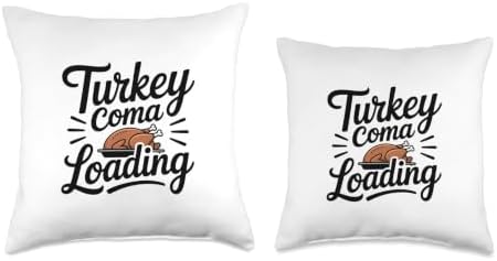 Turkey Coma Loading Funny Thanksgiving Overeating Throw Pillow - Image 3