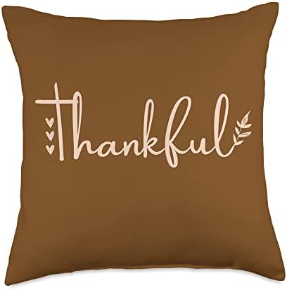 Women girl Thankful Graphic Letter Casual thanksgiving Throw Pillow by Unknown