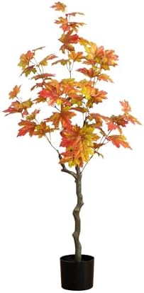 Nearly Natural 4ft Autumn Maple Artificial Fall Tree in Black Nursery Pot by NearlyNatural