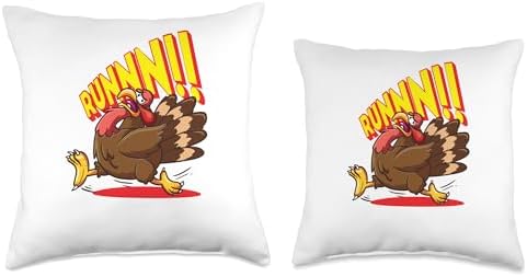 Funny Thanksgiving Turkey RUNNN Holiday Humor Throw Pillow - Image 3