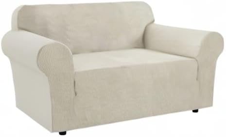 H.VERSAILTEX Stretch Loveseat Covers 1-Piece Loveseat Slipcover|Sofa Cover with Elastic Bottom, Textured Checked Jacquard Fabric(58"-70" Wide, Island Fossi)