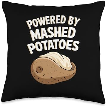 Powered by Mashed Potatoes Funny Thanksgiving Throw Pillow by Unknown