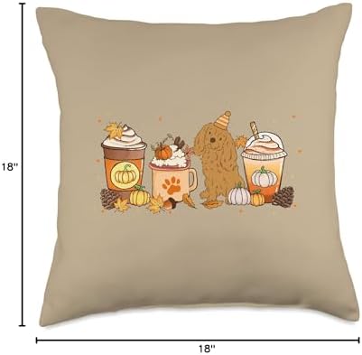 Cavalier Dog Coffee Lovers Pumpkin Spice Fall Thanksgiving Throw Pillow - Image 4