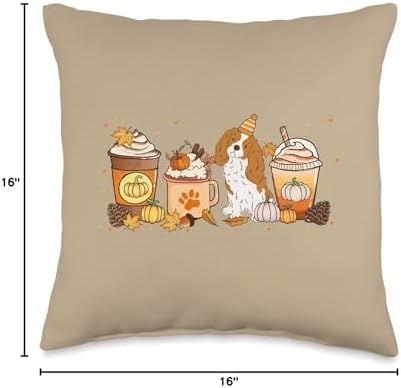 Cavalier Dog Coffee Lovers Pumpkin Spice Fall Thanksgiving Throw Pillow - Image 4