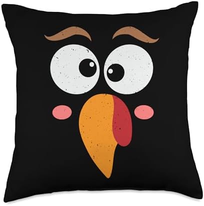 Silly Turkey Face Thanksgiving Gobble Holiday Tee Funny Silly Face Happy Turkey Day Thanksgiving Throw Pillow, 18x18, Multicolor by Unknown