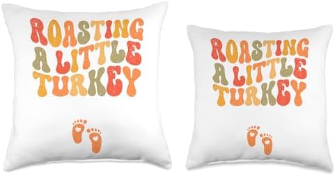 Roasting a Little Turkey Thanksgiving Pregnancy Announcement Throw Pillow - Image 3