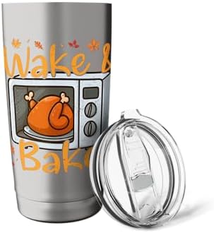 Wake & Bake Thanksgiving Humor for Chefs and Home Cooks Stainless Steel Insulated Tumbler - Image 5