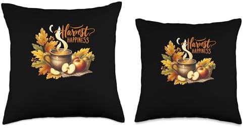 Harvest Happiness Fall Vibes Autumn Thanksgiving Throw Pillow - Image 3
