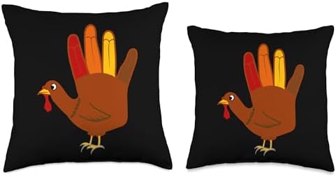 Thanksgiving Hand Turkey Cute Hand Print Holiday Throw Pillow - Image 3