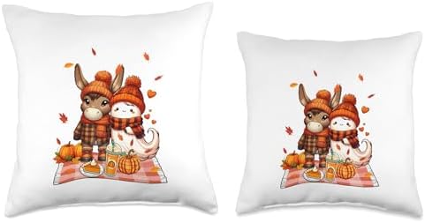 Mule with Boo Halloween Thanksgiving Fall Leaves Pumpkins Throw Pillow - Image 3