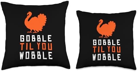 Christmas Thanksgiving Costume Turkey Gobble Til You Wobble Throw Pillow - Image 3