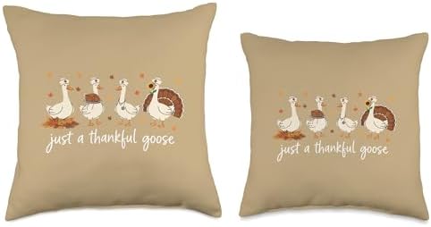 Goose Just A Thankful Goose, Silly Thanksgiving Fall Goose Throw Pillow - Image 3