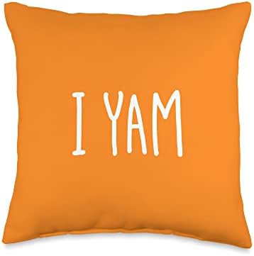 I Yam Thanksgiving Matching Couples She's My Sweet Potato Throw Pillow by Unknown