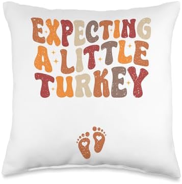 Expecting A Little Turkey Thanksgiving Pregnancy Throw Pillow by Unknown