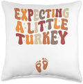 Expecting A Little Turkey Thanksgiving Pregnancy Throw Pillow by Unknown