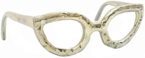 Cateye Glasses Decorative Object – Aluminum Sculpture Modern Home Decor Ornament – Shelf Styling & Coffee Table Decor for Bathroom, Office & Living Room – 7"x3", Gold