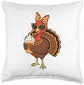 Turkey Drinking Coffee - Thanksgiving Day Fall Holiday Throw Pillow by Unknown