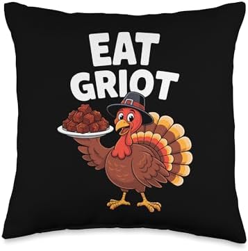 Thanksgiving Turkey Eat Griot Throw Pillow by Unknown