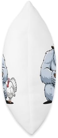Funny Yeti with Turkey and Bread Basket Thanksgiving Autumn Throw Pillow - Image 2
