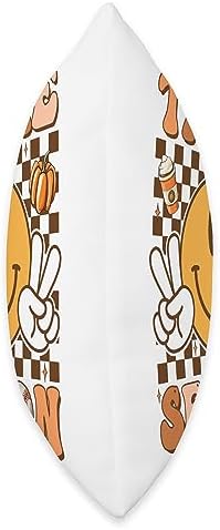 Fall Autumn Lover Smile Face Tis The Season Groovy Fall Thanksgiving Baseball Throw Pillow, 16x16, Multicolor - Image 2