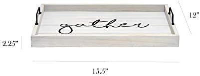 Elegant Designs HG2000-GGH Decorative Wood Serving Tray w/Handles, 15.50" x 12", Gather - Image 3