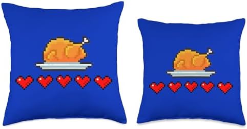 zAPz Retro Gaming Novelties Thanksgiving Turkey Hearts Pixel Art Retro Gamer Video Game Throw Pillow, 18x18, Multicolor - Image 3