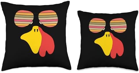 Funny Thanksgiving Vintage Turkey Face Wearing Sunglasses Throw Pillow - Image 3