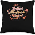 Turkey Bacon Thanksgiving Decor Pilgrim Costume Thanksgiving Christian Pilgrim Grateful Thankful Blessed Throw Pillow, 16x16, Multicolor by Unknown